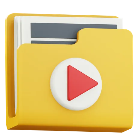 3 D Video Folder Icon Illustration With Transparetnt Background 3D Icon