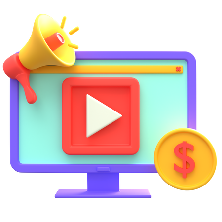 Marketing de vídeo  3D Icon