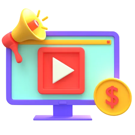Marketing de vídeo  3D Icon