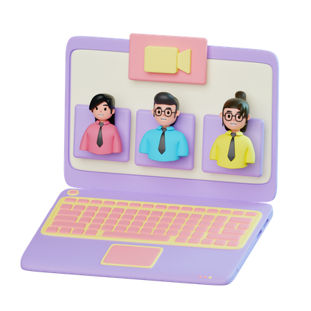 Video Meeting Using Laptop  3D Illustration