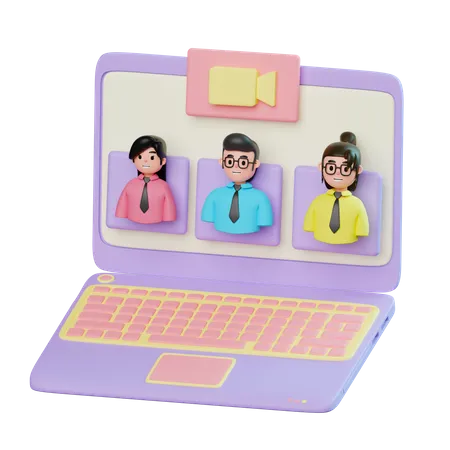 Video Meeting Using Laptop  3D Illustration