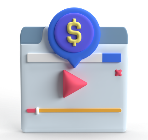 Video Paycheck  3D Icon