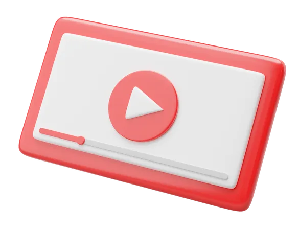 3 D Social Media Icon Red Video Media Player Interface Floating On Isolated On Transparent Live Streaming In Mobile Phone Mockup Cartoon Minimal Smooth Style Social Media Icon 3 D Rendering 3D Icon
