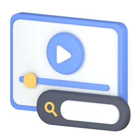 Search On Videos 3D Icon
