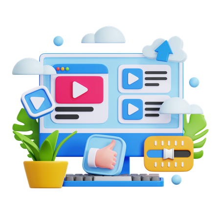 Video Streaming  3D Illustration