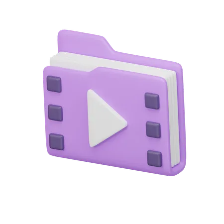 Videos Folder With Transparent Background 3D Icon