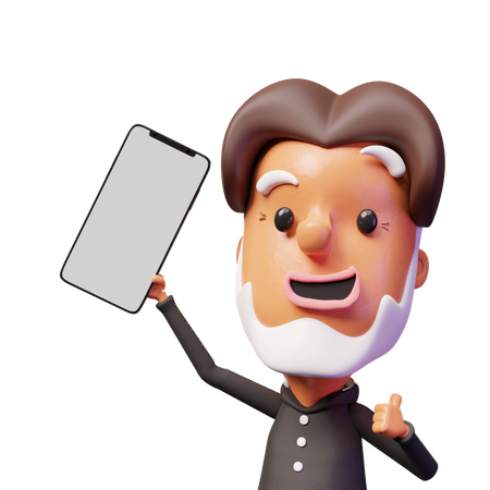 Viejo mostrando la pantalla del móvil  3D Icon