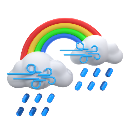 Ventoso lloviznando con arcoiris  3D Icon