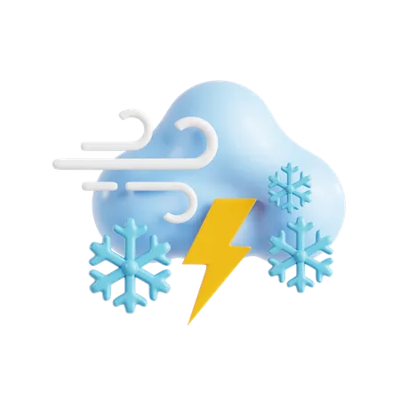 Nube de nieve relámpago ventoso  3D Icon