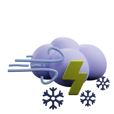 Nube de nieve relámpago ventoso  3D Icon