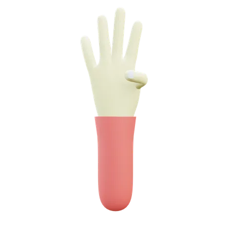 Vier-Finger-Geste  3D Icon