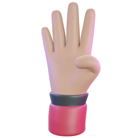 Vier-Finger-Geste  3D Illustration