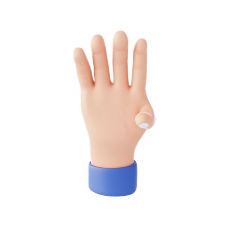 Vier-Finger-Geste  3D Illustration