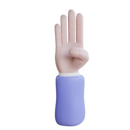 Vier-Finger-Geste  3D Icon