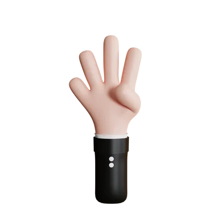 Vier-Finger-Geste  3D Icon