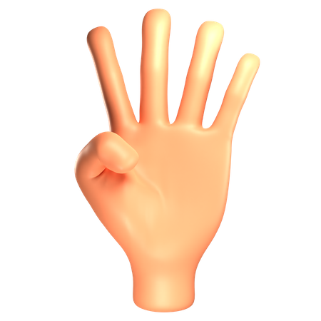 Handbewegung mit vier Fingern  3D Illustration