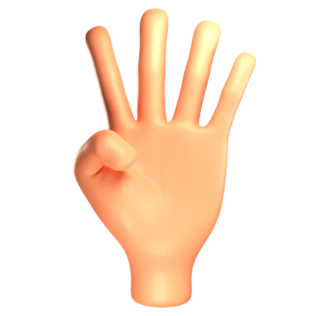 Handbewegung mit vier Fingern  3D Illustration