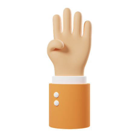 Handbewegung mit vier nach oben zeigenden Fingern  3D Icon