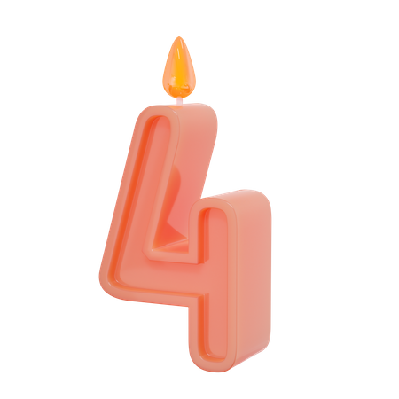 Kerze mit vier Zahlen  3D Illustration