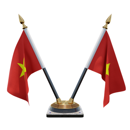 Vietnam Doppel-Tischflaggenständer  3D Flag