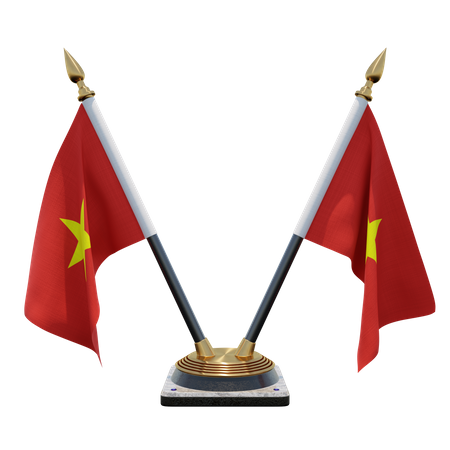 Vietnam Double Desk Flag Stand  3D Flag