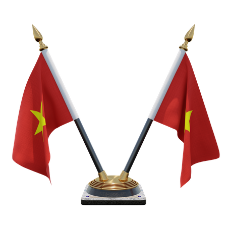 Vietnam Double (V) Desk Flag Stand  3D Icon