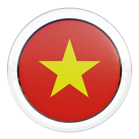 Vietnam Round Flag  3D Icon