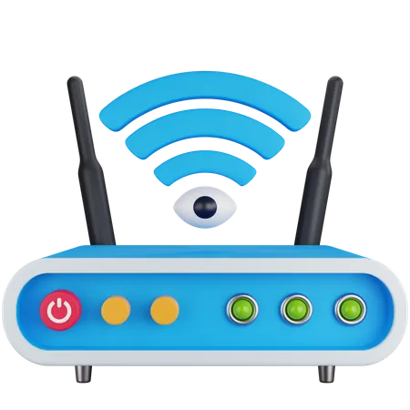 3 D Icon Illustration Wifi Router With Eyes 3D Icon