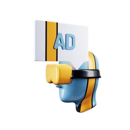 Viewing Ads In Vr Glass 3D Icon