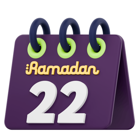 Vigésimo Segundo Dia Do Ramadã Calendário Celebração Do Ramadã  3D Icon