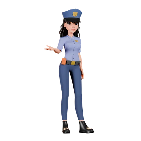 Vigilant Female Police Officer  3D Illustration