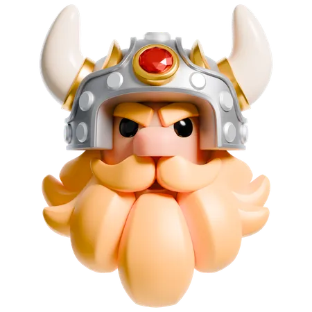 A Cute And Majestic Viking Character With A Detailed Golden Helmet Perfect For 3 D Game Design Resembling A Viking King 3D Icon