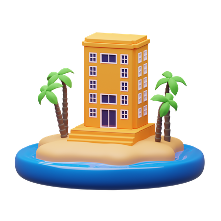 Villa on beach  3D Icon