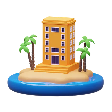 Villa on beach  3D Icon