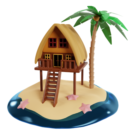 Villa de playa  3D Icon