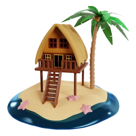 Villa de playa  3D Icon