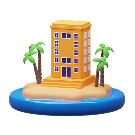 Villa sur la plage  3D Icon