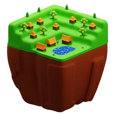Village Landscape  3D Icon