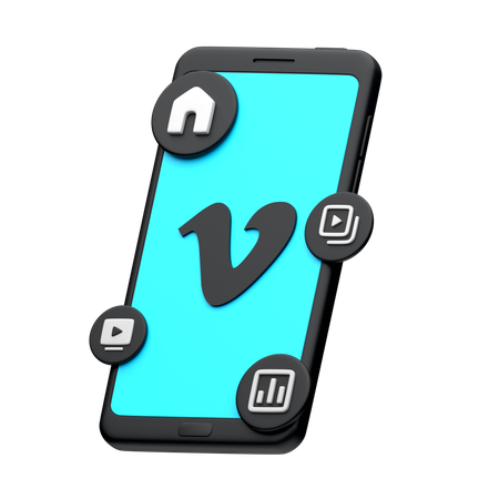 スマートフォンのVimeo  3D Icon