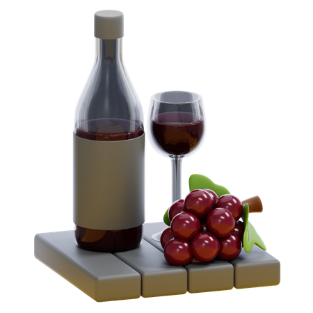 Vin et raisin  3D Icon