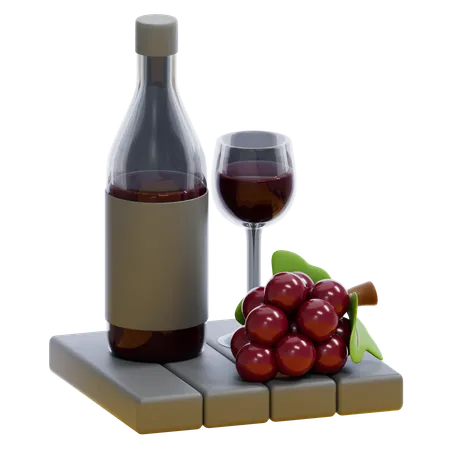 Vin et raisin  3D Icon