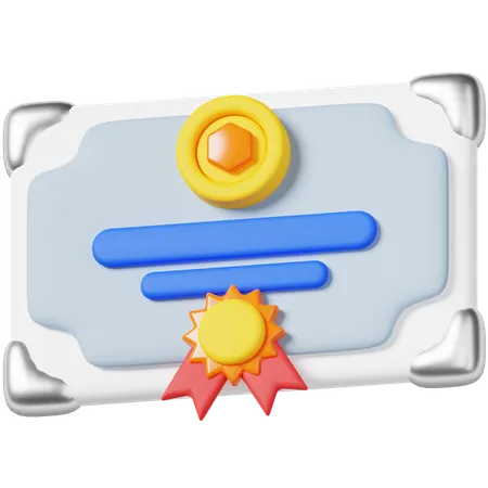 Icone 3 D Do Certificado De Titulos 3D Icon