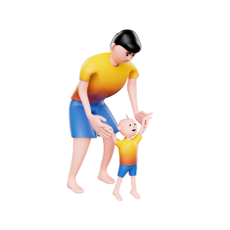 Vínculo de padre e hijo  3D Illustration