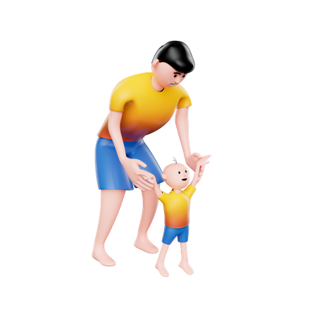 Vínculo pai e filho  3D Illustration