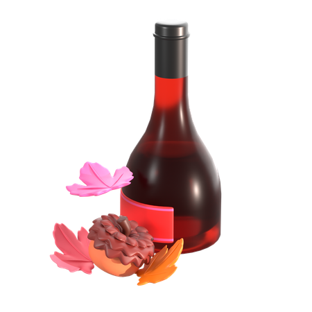 Vinho com nozes  3D Icon