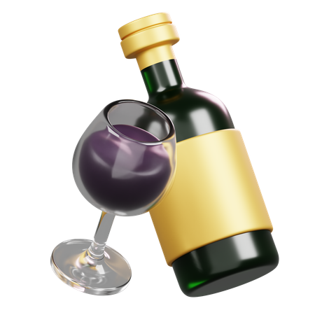 Vinho e copo  3D Icon