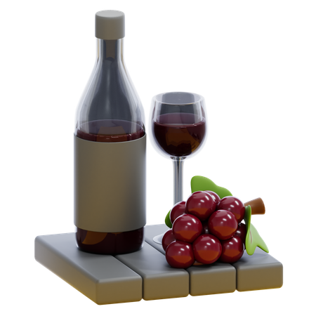 Vinho e uva  3D Icon