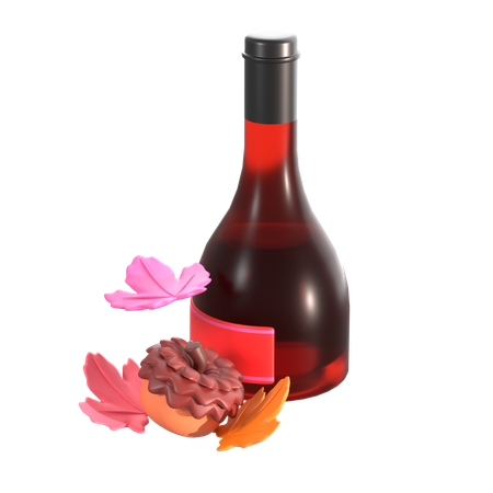 Vino con nueces  3D Icon