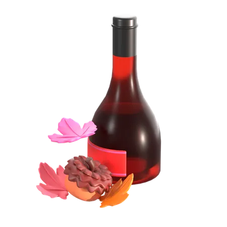 Vino con nueces  3D Icon