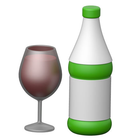 Vino y copa  3D Icon